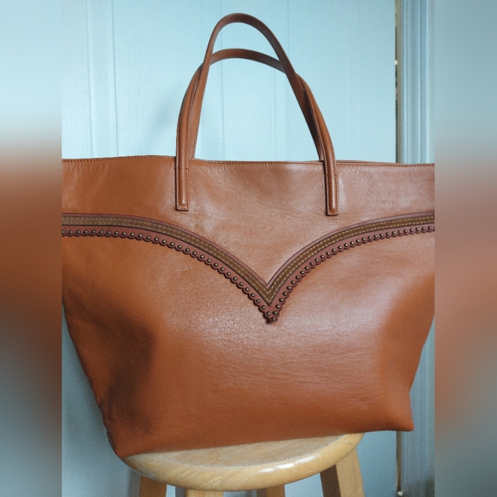 DSQUARED Elegant Brown Leather Tote Bag - New - Made In Italy